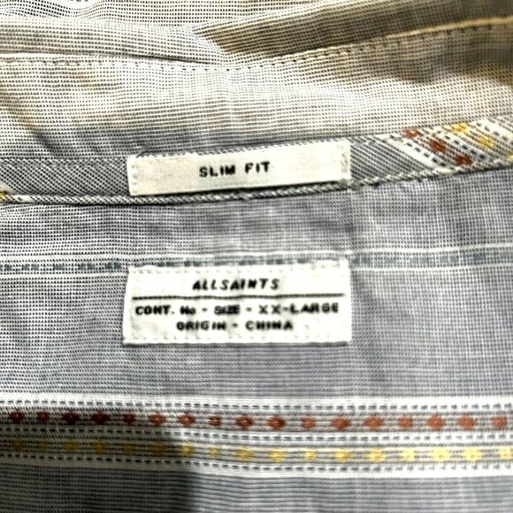 ALL SAINTS ALLSAINTS Long Sleeve Button Up Men's Shirt - Southwestern Stripe XXL - Picture 8 of 11